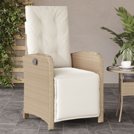 Sillón reclinable de jardín con reposapiés ratán PE beige en Sillas de jardín | Comprar online en Foru.es