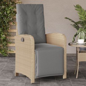 Sillón reclinable de jardín con reposapiés ratán PE beige mixto en Sillas de jardín | Comprar online en Foru.es
