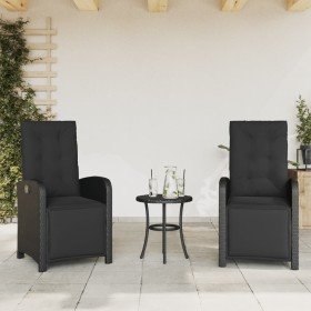 Sillones reclinables jardín con reposapiés 2 uds ratán PE negro en Sillas de jardín | Comprar online en Foru.es