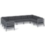 Juego de muebles de jardín 9 pzas y cojines madera pino gris de vidaXL, Conjuntos de jardín - Ref: Foro24-3097321, Precio: 81...
