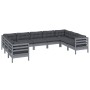 Juego de muebles de jardín 9 pzas y cojines madera pino gris de vidaXL, Conjuntos de jardín - Ref: Foro24-3097321, Precio: 81...