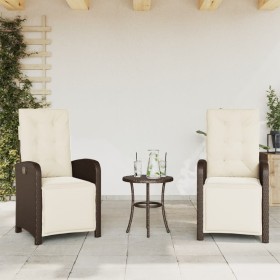 Sillones reclinables jardín y reposapiés 2 uds ratán PE marrón en Sillas de jardín | Comprar online en Foru.es