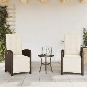 Sillones reclinables jardín y reposapiés 2 uds ratán PE marrón en Sillas de jardín | Comprar online en Foru.es