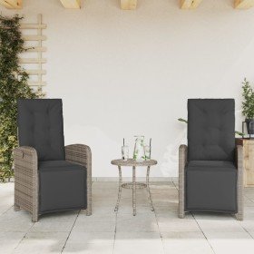 Sillones reclinables jardín con reposapiés 2 uds ratán PE gris en Sillas de jardín | Comprar online en Foru.es