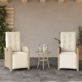 Sillones reclinables jardín con reposapiés 2 uds ratán PE beige en Sillas de jardín | Comprar online en Foru.es