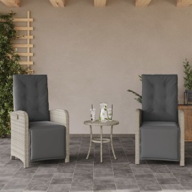 Sillón reclinable jardín y reposapiés 2 uds ratán PE gris claro en Sillas de jardín | Comprar online en Foru.es