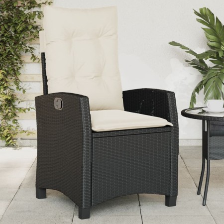 Sillón reclinable de jardín con cojines ratán sintético negro en Sillas de jardín | Comprar online en Foru.es
