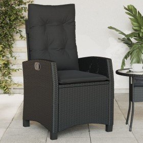 Sillón reclinable de jardín con cojines ratán sintético negro en Sillas de jardín | Comprar online en Foru.es
