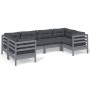 Juego de muebles de jardín 6 pzas y cojines madera pino gris de vidaXL, Conjuntos de jardín - Ref: Foro24-3097297, Precio: 52...
