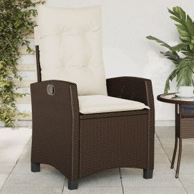 Sillón reclinable de jardín con cojines ratán sintético marrón en Sillas de jardín | Comprar online en Foru.es