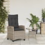 Sillón reclinable de jardín con cojines ratán sintético gris en Sillas de jardín | Comprar online en Foru.es