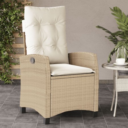 Silla de jardín reclinable con cojines ratán sintético beige en Sillas de jardín | Comprar online en Foru.es