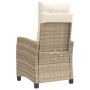 Silla de jardín reclinable con cojines ratán sintético beige en Sillas de jardín | Comprar online en Foru.es
