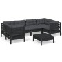 Muebles de jardín 7 pzas con cojines negro madera de pino de vidaXL, Conjuntos de jardín - Ref: Foro24-3097305, Precio: 647,4...