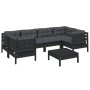 Muebles de jardín 7 pzas con cojines negro madera de pino de vidaXL, Conjuntos de jardín - Ref: Foro24-3097305, Precio: 647,4...