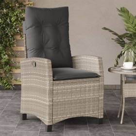 Sillón de jardín reclinable con cojines ratán PE gris claro en Sillas de jardín | Comprar online en Foru.es