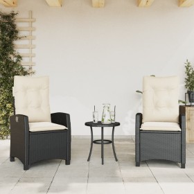 Sillones reclinable jardín cojines 2 uds ratán sintético negro en Sillas de jardín | Comprar online en Foru.es