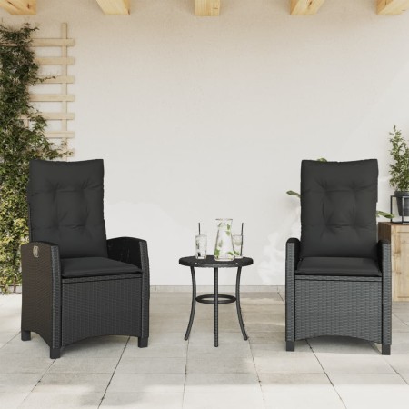 Sillones reclinable jardín cojines 2 uds ratán sintético negro en Sillas de jardín | Comprar online en Foru.es