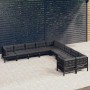 Muebles de jardín 10 pzas con cojines negro madera de pino de vidaXL, Conjuntos de jardín - Ref: Foro24-3097011, Precio: 981,...