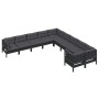 Muebles de jardín 10 pzas con cojines negro madera de pino de vidaXL, Conjuntos de jardín - Ref: Foro24-3097011, Precio: 981,...