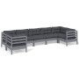 Juego de muebles de jardín 7 pzas y cojines madera pino gris de vidaXL, Conjuntos de jardín - Ref: Foro24-3097309, Precio: 62...