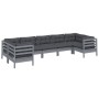 Juego de muebles de jardín 7 pzas y cojines madera pino gris de vidaXL, Conjuntos de jardín - Ref: Foro24-3097309, Precio: 62...