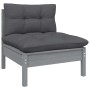 Juego de muebles de jardín 7 pzas y cojines madera pino gris de vidaXL, Conjuntos de jardín - Ref: Foro24-3097309, Precio: 62...
