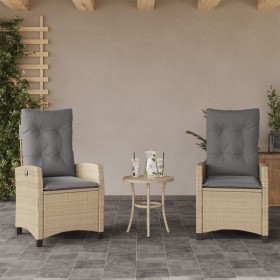 Sillones reclinables jardín y cojines beige mix 2 uds ratán PE en Sillas de jardín | Comprar online en Foru.es