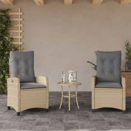 Sillones reclinables jardín y cojines beige mix 2 uds ratán PE en Sillas de jardín | Comprar online en Foru.es