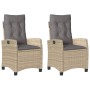 Sillones reclinables jardín y cojines beige mix 2 uds ratán PE en Sillas de jardín | Comprar online en Foru.es