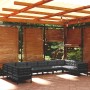 Muebles de jardín 10 pzas con cojines negro madera de pino de vidaXL, Conjuntos de jardín - Ref: Foro24-3097335, Precio: 981,...