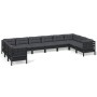 Muebles de jardín 10 pzas con cojines negro madera de pino de vidaXL, Conjuntos de jardín - Ref: Foro24-3097335, Precio: 981,...