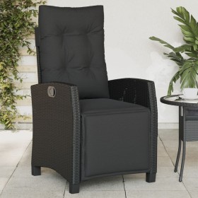 Sillón reclinable de jardín con reposapiés ratán PE negro en Sillas de jardín | Comprar online en Foru.es