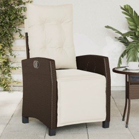 Sillón reclinable de jardín con reposapiés ratán PE marrón en Sillas de jardín | Comprar online en Foru.es