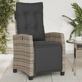 Sillón reclinable de jardín con reposapiés ratán sintético gris en Sillas de jardín | Comprar online en Foru.es