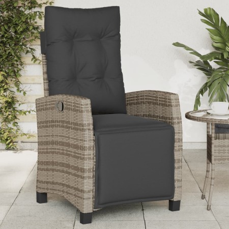 Sillón reclinable de jardín con reposapiés ratán sintético gris en Sillas de jardín | Comprar online en Foru.es