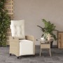 Sillón reclinable de jardín con reposapiés ratán PE beige en Sillas de jardín | Comprar online en Foru.es