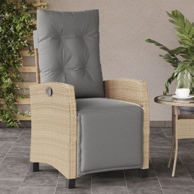 Sillón reclinable de jardín con reposapiés ratán PE beige mixto en Sillas de jardín | Comprar online en Foru.es