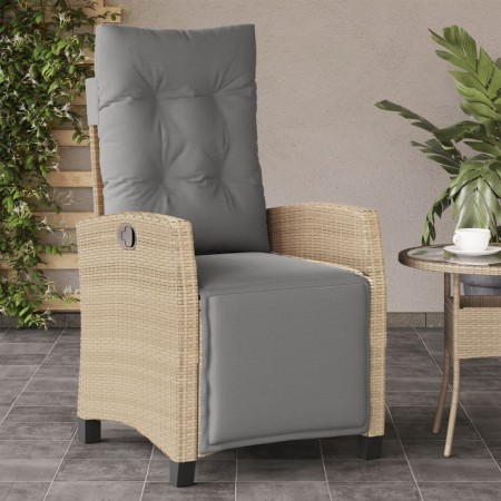 Sillón reclinable de jardín con reposapiés ratán PE beige mixto en Sillas de jardín | Comprar online en Foru.es