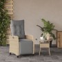 Sillón reclinable de jardín con reposapiés ratán PE beige mixto en Sillas de jardín | Comprar online en Foru.es