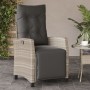 Sillón reclinable de jardín con reposapiés ratán PE gris claro en Sillas de jardín | Comprar online en Foru.es