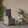 Sillón reclinable de jardín con reposapiés ratán PE gris claro en Sillas de jardín | Comprar online en Foru.es
