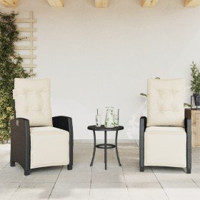 Sillones reclinables jardín con reposapiés 2 uds ratán PE negro en Sillas de jardín | Comprar online en Foru.es
