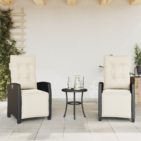 Sillones reclinables jardín con reposapiés 2 uds ratán PE negro en Sillas de jardín | Comprar online en Foru.es