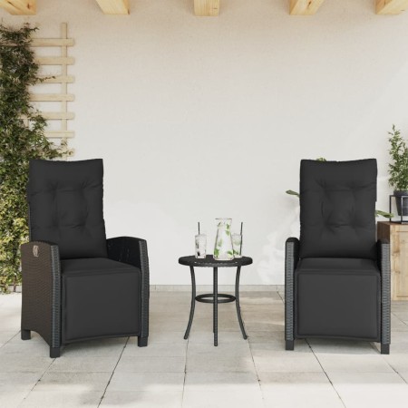 Sillones reclinables jardín con reposapiés 2 uds ratán PE negro en Sillas de jardín | Comprar online en Foru.es