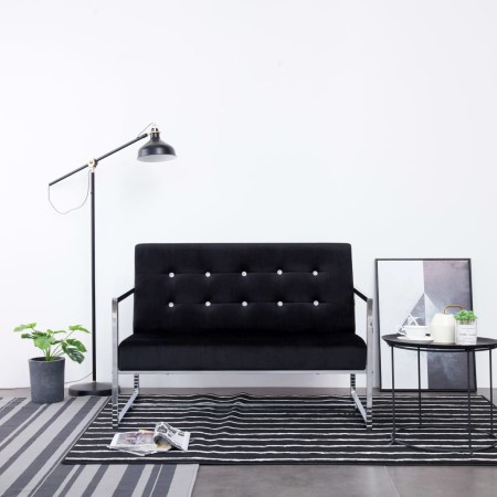 Sofá 2 plazas con reposabrazos cromado y terciopelo negro de vidaXL, Sofás - Ref: Foro24-282163, Precio: 184,34 €, Descuento: %