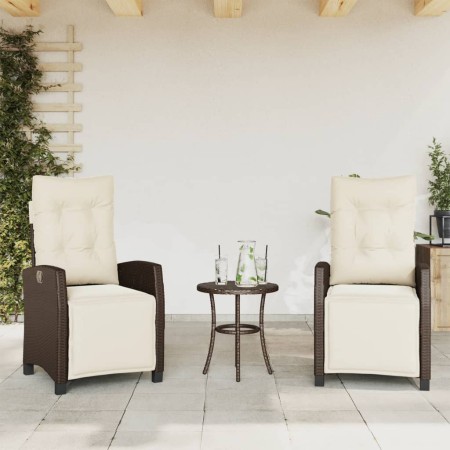 Sillones reclinables jardín y reposapiés 2 uds ratán PE marrón en Sillas de jardín | Comprar online en Foru.es