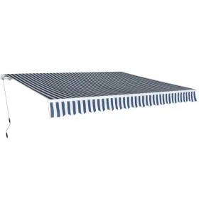 Toldo plegable de operación manual 400 cm azul y blanco de vidaXL, Toldos - Ref: Foro24-275570, Precio: 530,32 €, Descuento: %