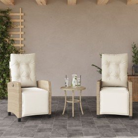 Sillones reclinables jardín con reposapiés 2 uds ratán PE beige en Sillas de jardín | Comprar online en Foru.es