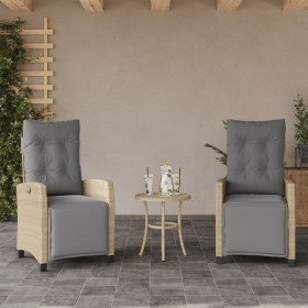 Sillón reclinable jardín reposapiés 2 uds ratán PE beige mezcla en Sillas de jardín | Comprar online en Foru.es